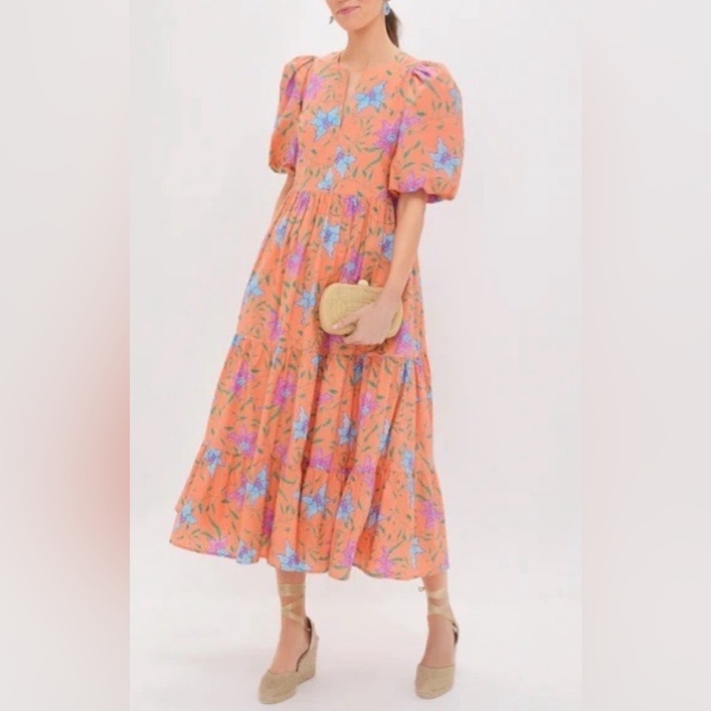 Tuckernuck Hyacinth House Orange Multi Floral Cisco Maxi Dress NWT